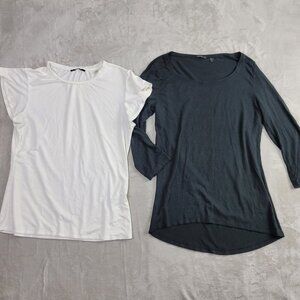 T & Tahari Black & White Women's Short & Longsleeve Top Blouse Bundle | Size M